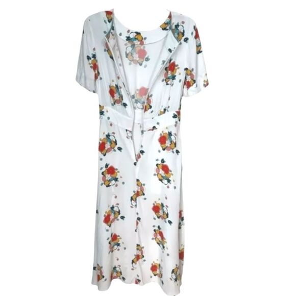 Boden Ivory Women Blooming Bouquet Ruth Midi Floral Spring Dress Side Pockets 4 - Picture 3 of 9